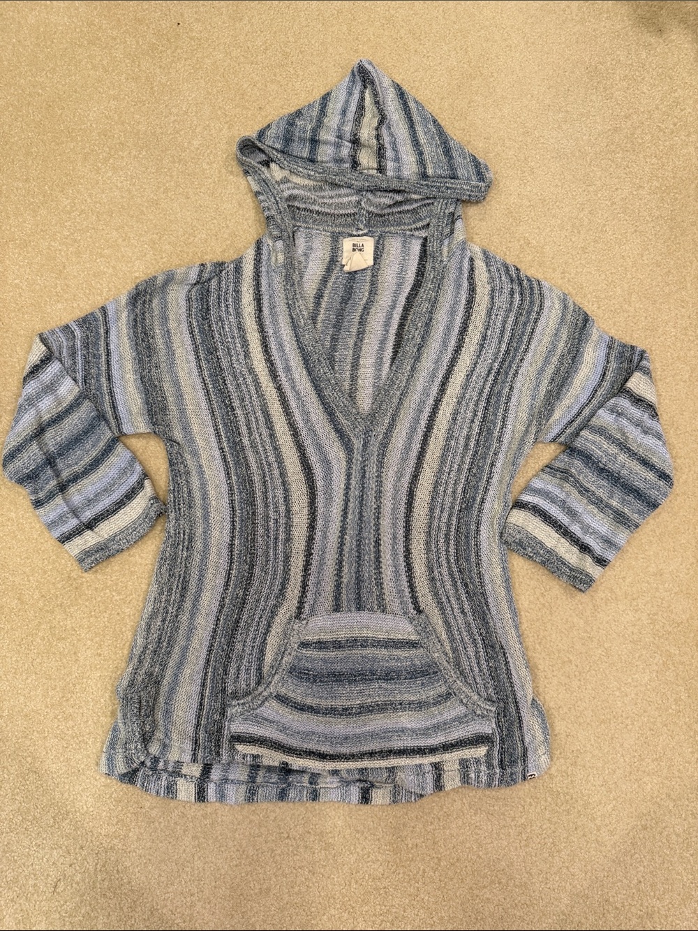 Striped Hooded Knit Top - Blue Gray - Billabong